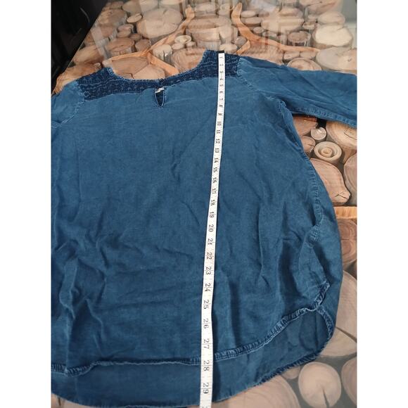 Esprit Embroidered Long Sleeve Denim Tunic Blouse US 14 - Picture 5 of 13